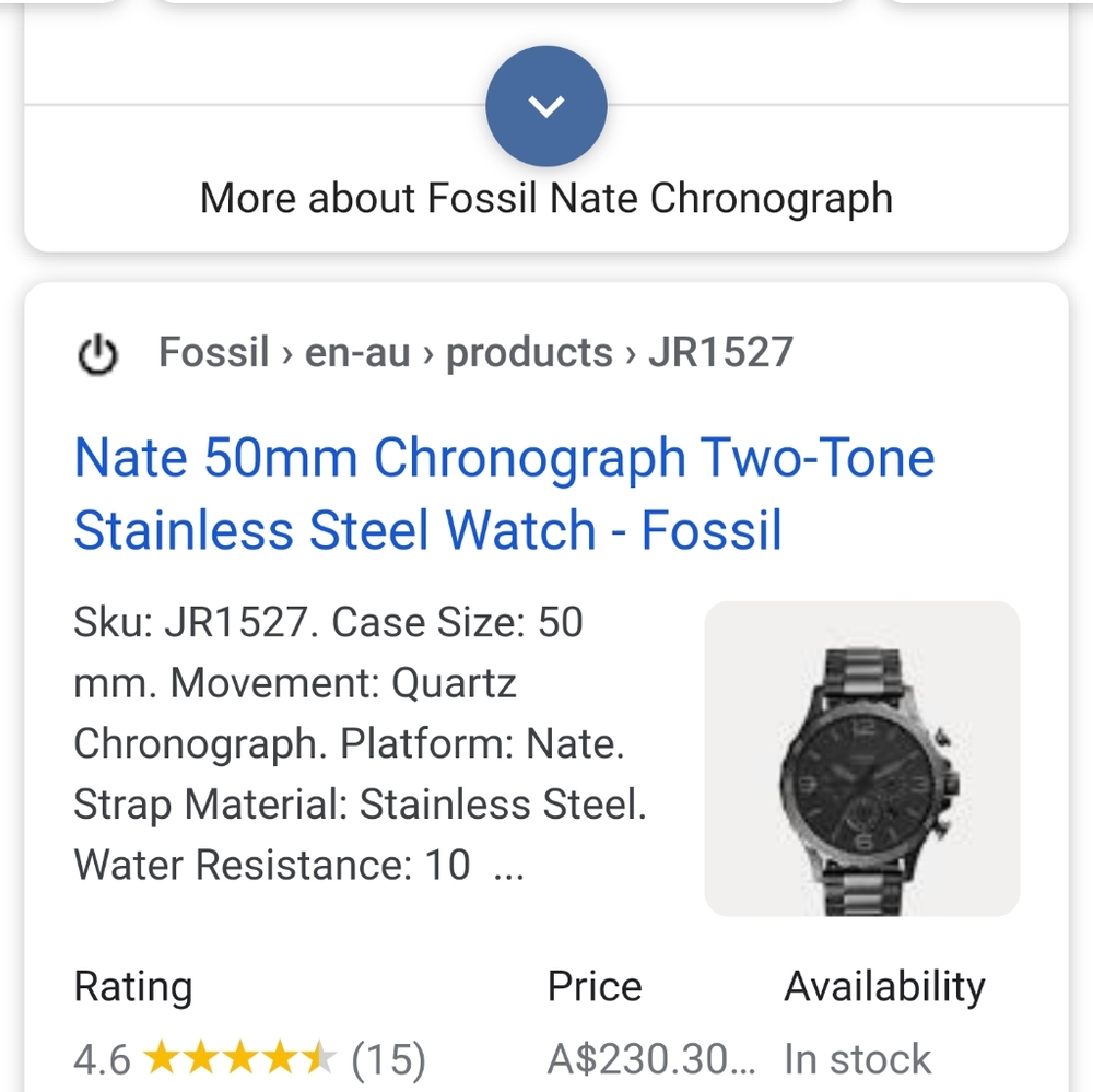 Fossil watch Nate 50mm Chronograph two-tone